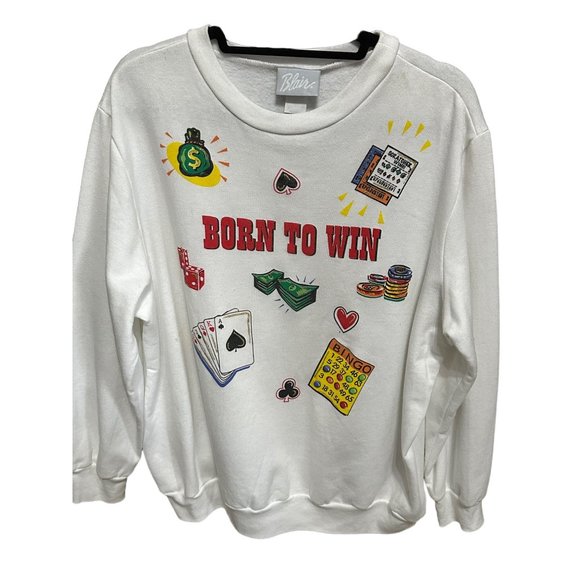 Blair women’s size XL? Vintage white bingo long sleeve pullover sweatshirt - Picture 1 of 6